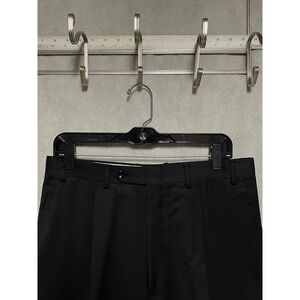 Canali Pants Men 32X31 Black Proposta Textured Wool Pleat Academia‎ Dress Luxury